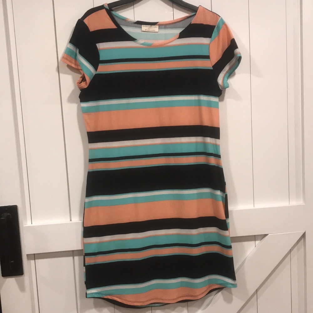 Coral and turquoise dress